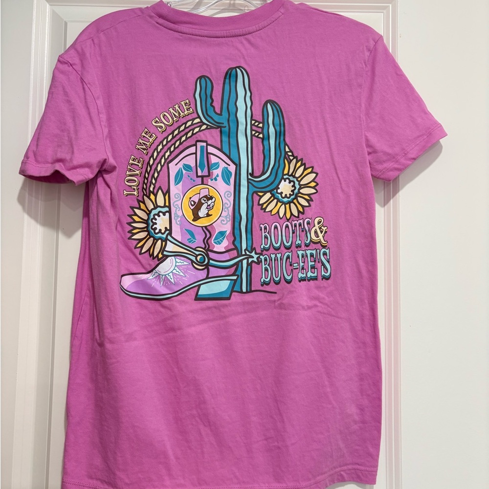 Pink Graphic Tee with Sunflower Buc-ee’s